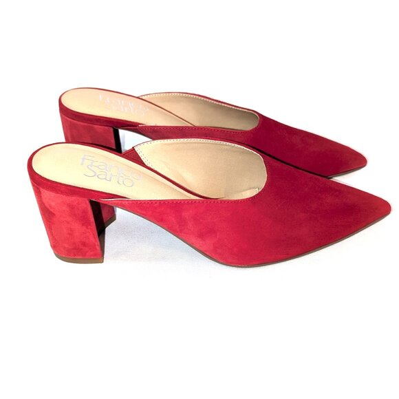 Franco Sarto	| Tamera Crimson Red Suede Mule Heel | Size 6.5 - Picture 1 of 15